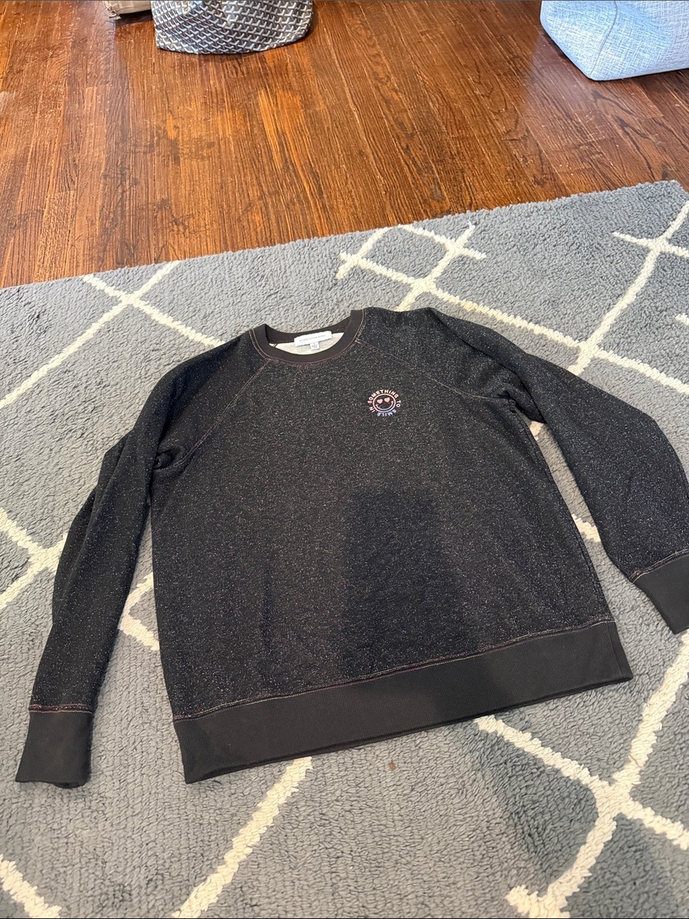 Something Navy “SOMETHING TO SMILE IN” Black Sparkle Crewneck